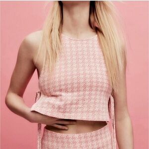 ZARA Crop Top Houndstooth w Side Ties & Matching Bralette